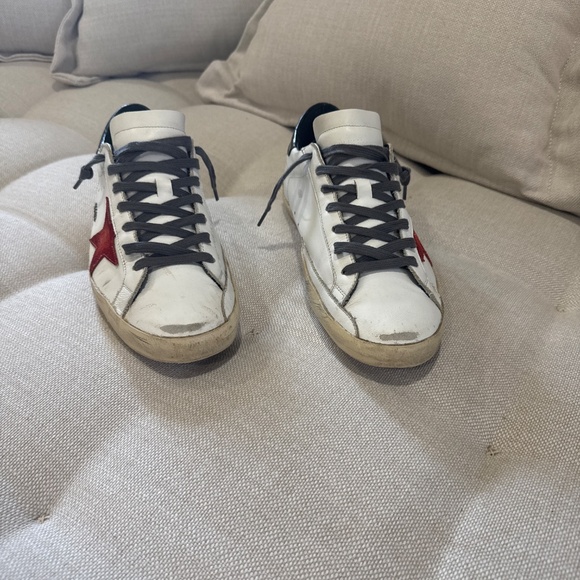 Golden Goose Sneakers in white Nappa leather with red suede star. EU45 - Picture 3 of 5